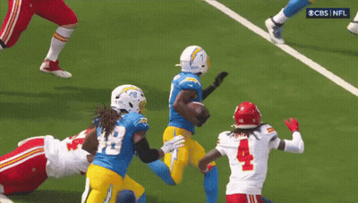Football Player Number 4 Tackled GIF