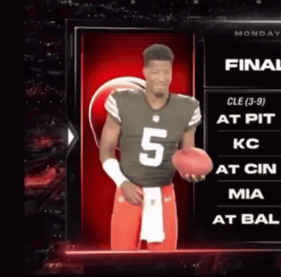 Football Player Number 5 Holding Ball GIF