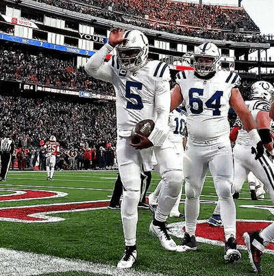 Football Player Number 5 Holding Football GIF