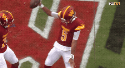 Football Player Number 5 Throws Ball GIF