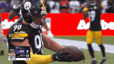 Football Player Number 90 Holding Football GIF