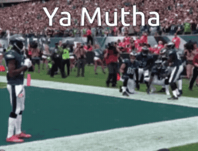 Football Player On Field Saying Ya Mutha GIF