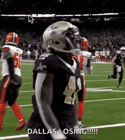 Football Player On Field With Dallas Losing Screen GIF