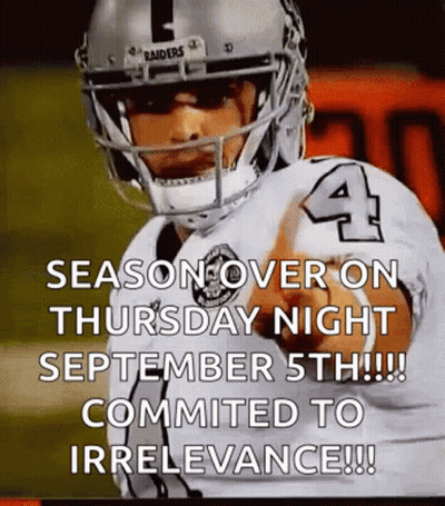 Football Player Pointing Says Season Over Thursday Night September 5Th GIF