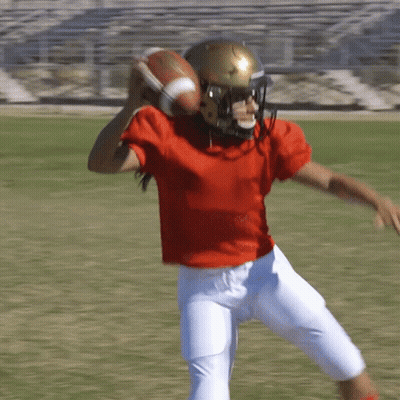 Football Player Red Shirt White Shorts Throwing GIF