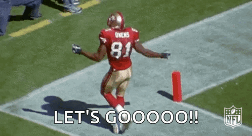 Football Player Running Arms Outstretched Let's Gooo GIF
