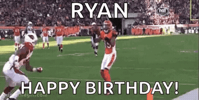 Football Player Running Happy Birthday Ryan GIF