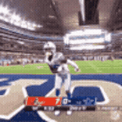 Football Player Running With 7 To 0 Score GIF