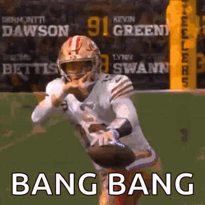 Football Player Running With Ball Saying Bang Bang GIF