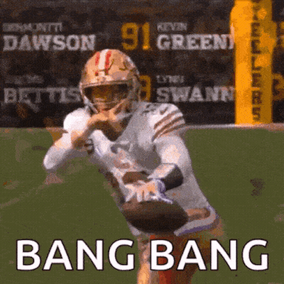 Football Player Running With Ball Saying Bang Bang GIF