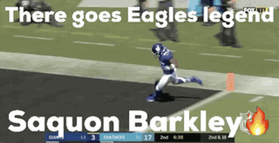 Football Player Running With There Goes Eagles Legend Saquon Barkley GIF