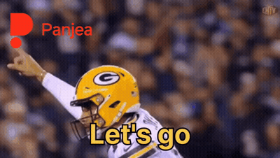 Football Player Saying Let's Go In Front Of Panjea Banner GIF