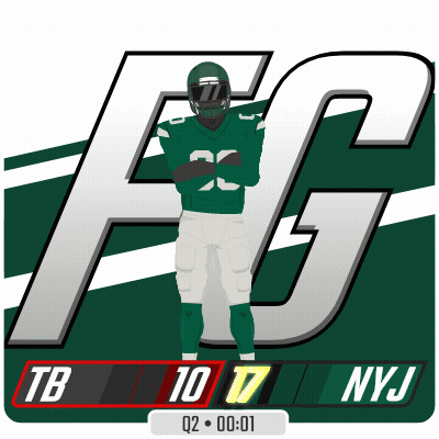 Football Player Standing In Front Of NYJ Scoreboard GIF