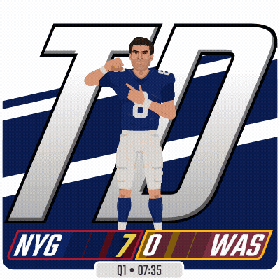 Football Player Thumbs Up In Front Of NYG Logo GIF
