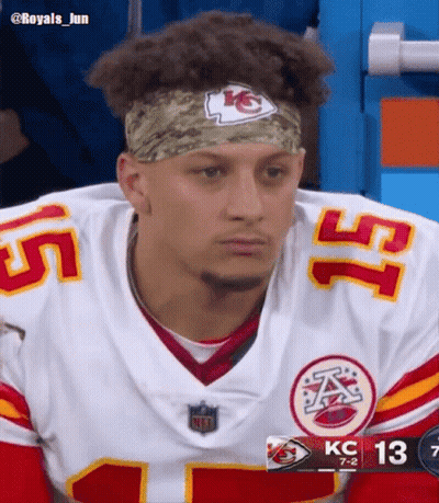 Football Player Wearing Headband With KC Letters GIF