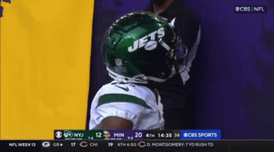 Football Player Wearing Jets Helmet GIF