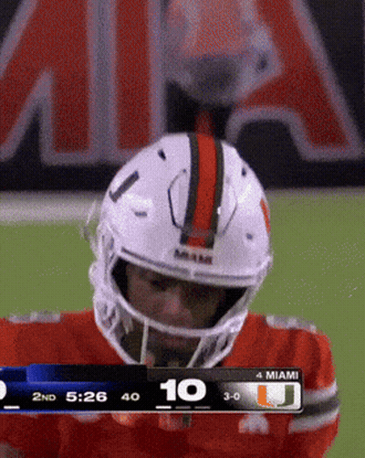 Football Player Wearing Miami Helmet GIF