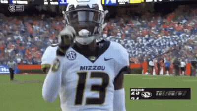 Football Player Wearing Mizzou Jersey Number 13 GIF