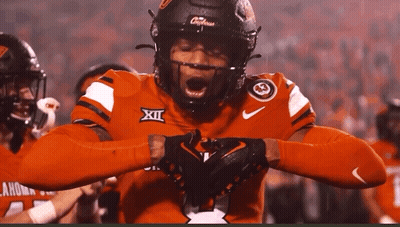 Football Player Wearing Oklahoma Helmet GIF