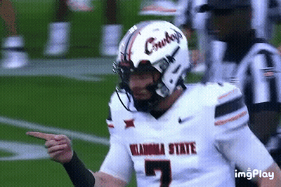 Football Player Wearing Oklahoma State Helmet GIF