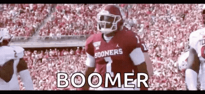 Football Player With Boomer On Shirt GIF