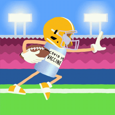 Football Player With COVID-19 Vaccine Bottle GIF