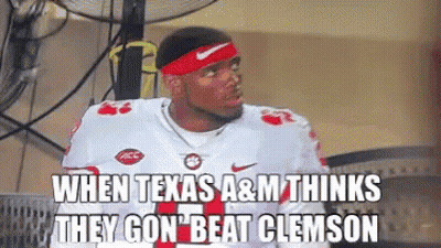 Football Player With Headband Saying When Texas A&M Thinks They Gon Beat Clemson GIF