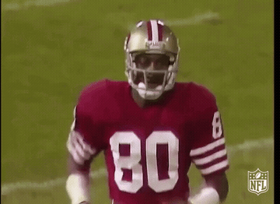 Football Player With Helmet And Red Jersey Number 80 GIF