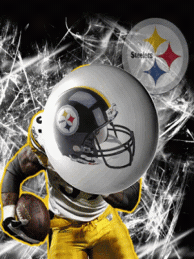 Football Player With Helmet And Steelers Behind GIF