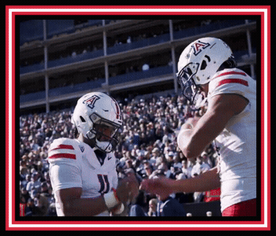 Football Player With Helmet Letter A Talking To Another Player GIF