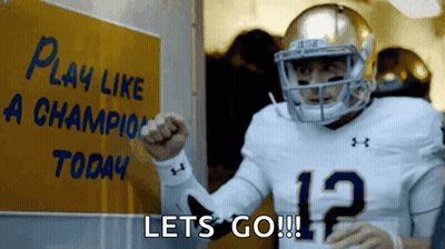 Football Player With Sign Play Like A Champion Today GIF