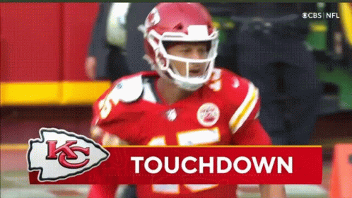 Football Player With Touchdown On Red Banner GIF