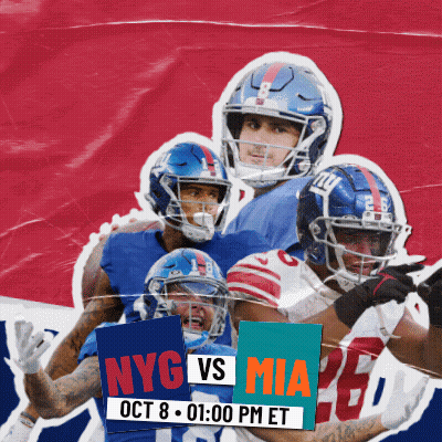 Football Players Holding Nyg Vs Mia Signs GIF