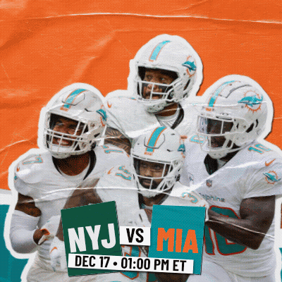 Football Players Holding NYJ Vs MIA Signs GIF