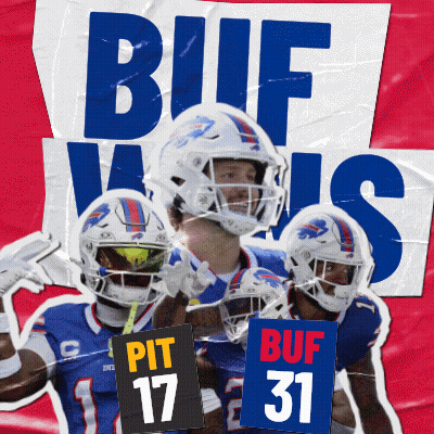 Football Players Holding Signs Pit 17 Buf 31 GIF