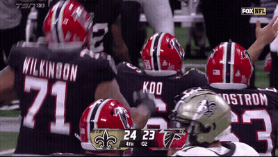 Football Players In Front Of Scoreboard 16-13 Final GIF