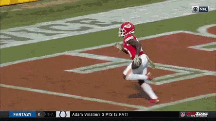 Football Players In Front Of Touchdown Sign GIF