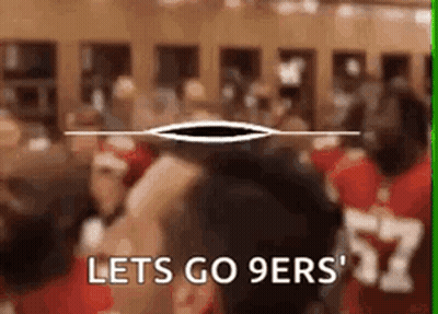 Football Players In Locker Room Saying Let's Go 9Ers GIF