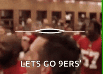 Football Players In Locker Room Saying Lets Go 9Ers GIF