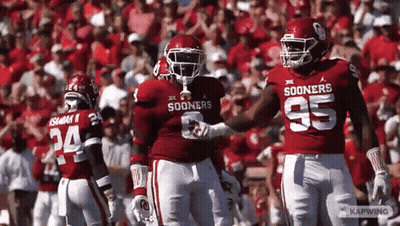 Football Players In Red Jerseys Sooners GIF