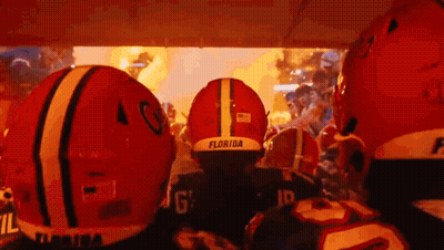 Football Players In Tunnel With Fire GIF