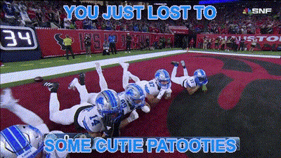 Football Players Laying On Ground Saying You Just Lost To Some Cutie Patooties GIF