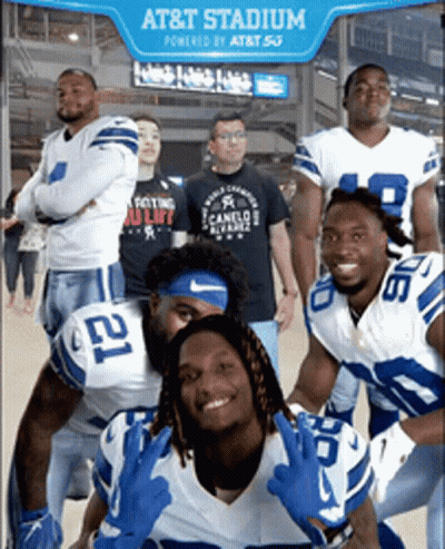 Football Players Posing At AT&T Stadium GIF