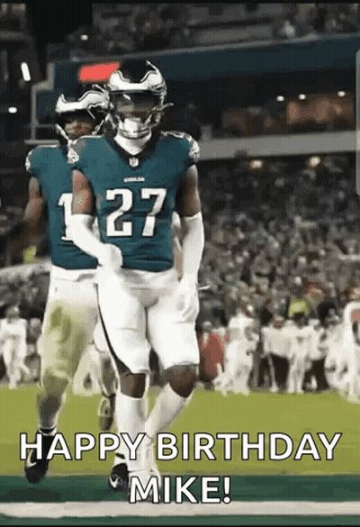 Football Players Running Happy Birthday Mike GIF