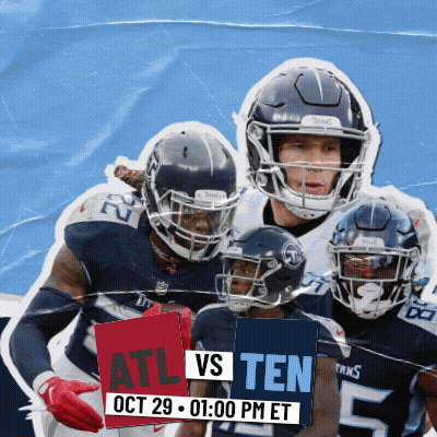 Football Players With Sign Saying ATL Vs TEN GIF