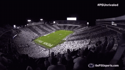 Football Stadium With Penn State On Field At Night GIF