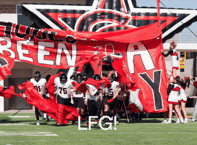 Football Team Carrying Future Banner GIF
