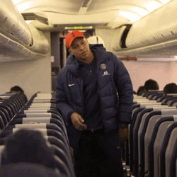 Footballer Kylian Mpabbe Happy Dancing In Airplane GIF