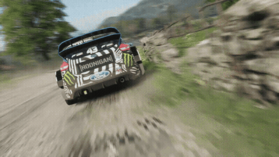 Ford Hoonigan Race Car Driving On Dirt Road GIF