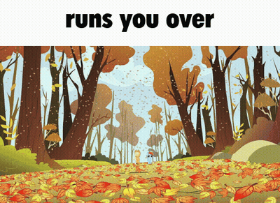 Forest Illustration With Runs You Over GIF